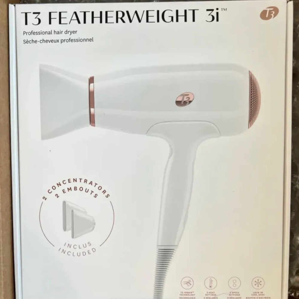 T3 Featherweight 3i Professional Ionic Hair Dryer - White (76800)